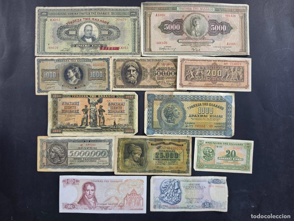 Billetes extranjeros: Grecia. 12 billetes Griegos