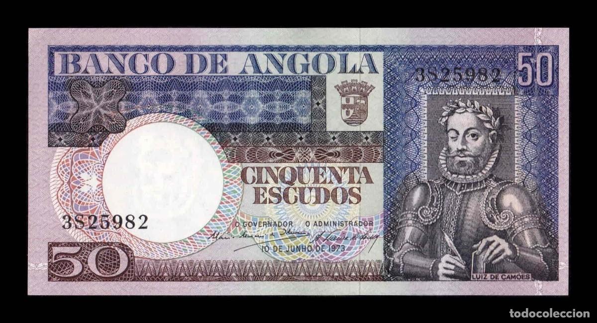 Billetes extranjeros: Angola 50 Escudos Luiz de Cam&otilde;es 1973 Pick 105 Sc Unc
