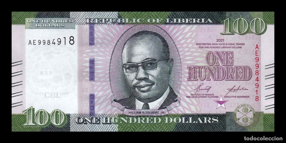 Billetes extranjeros: Liberia 100 D&oacute;lares William R. Tolbert 2021 Pick 41a Sc Unc