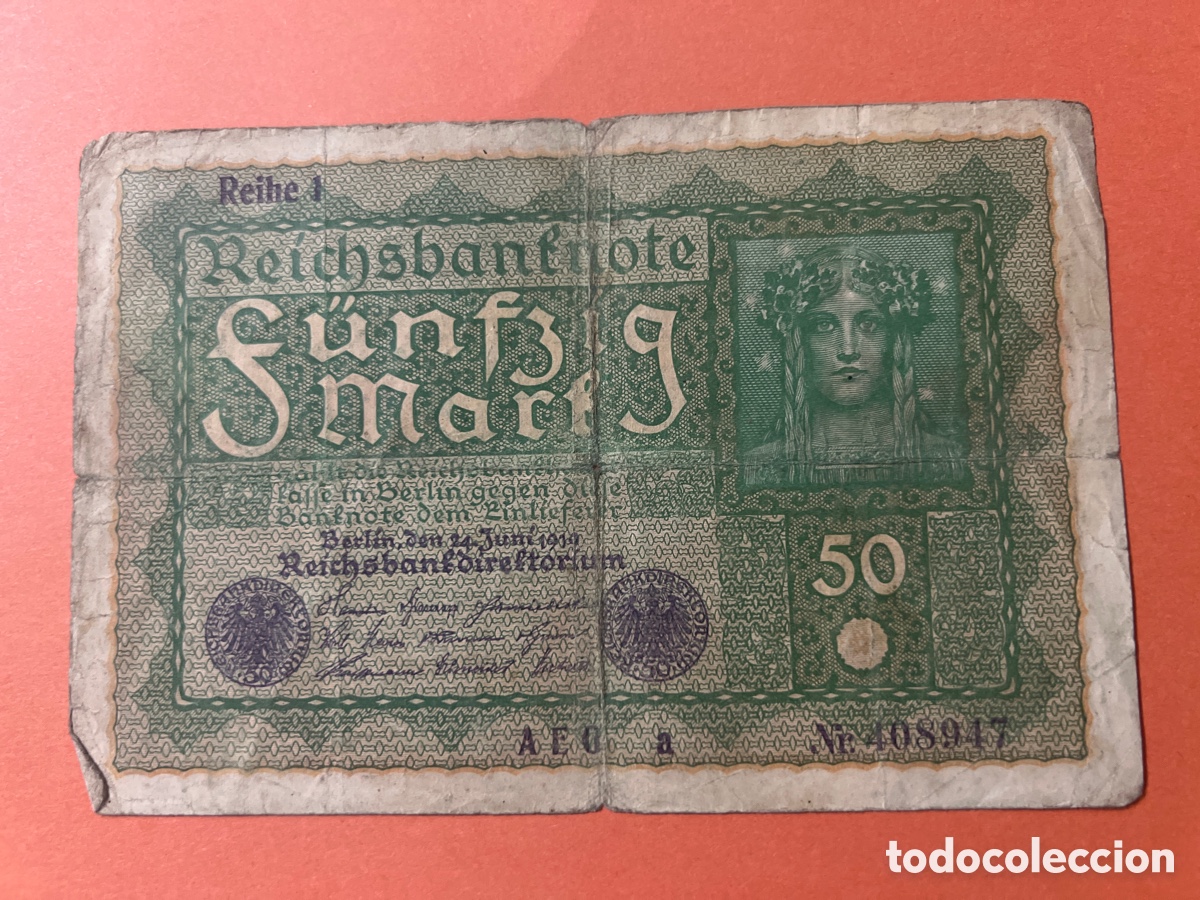 Billetes extranjeros: A27. Alemania. 50 mark 1919
