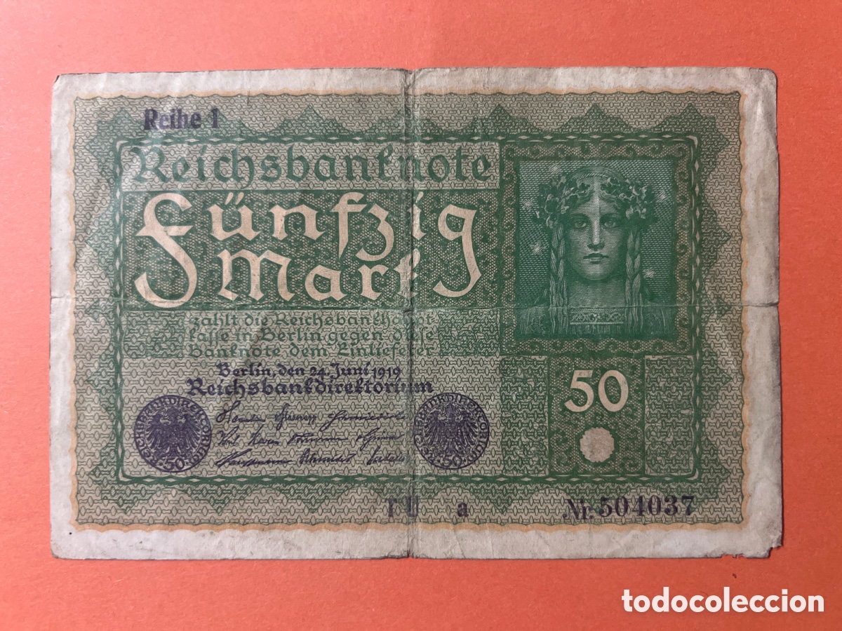 Billetes extranjeros: A29. Alemania. 50 mark 1919