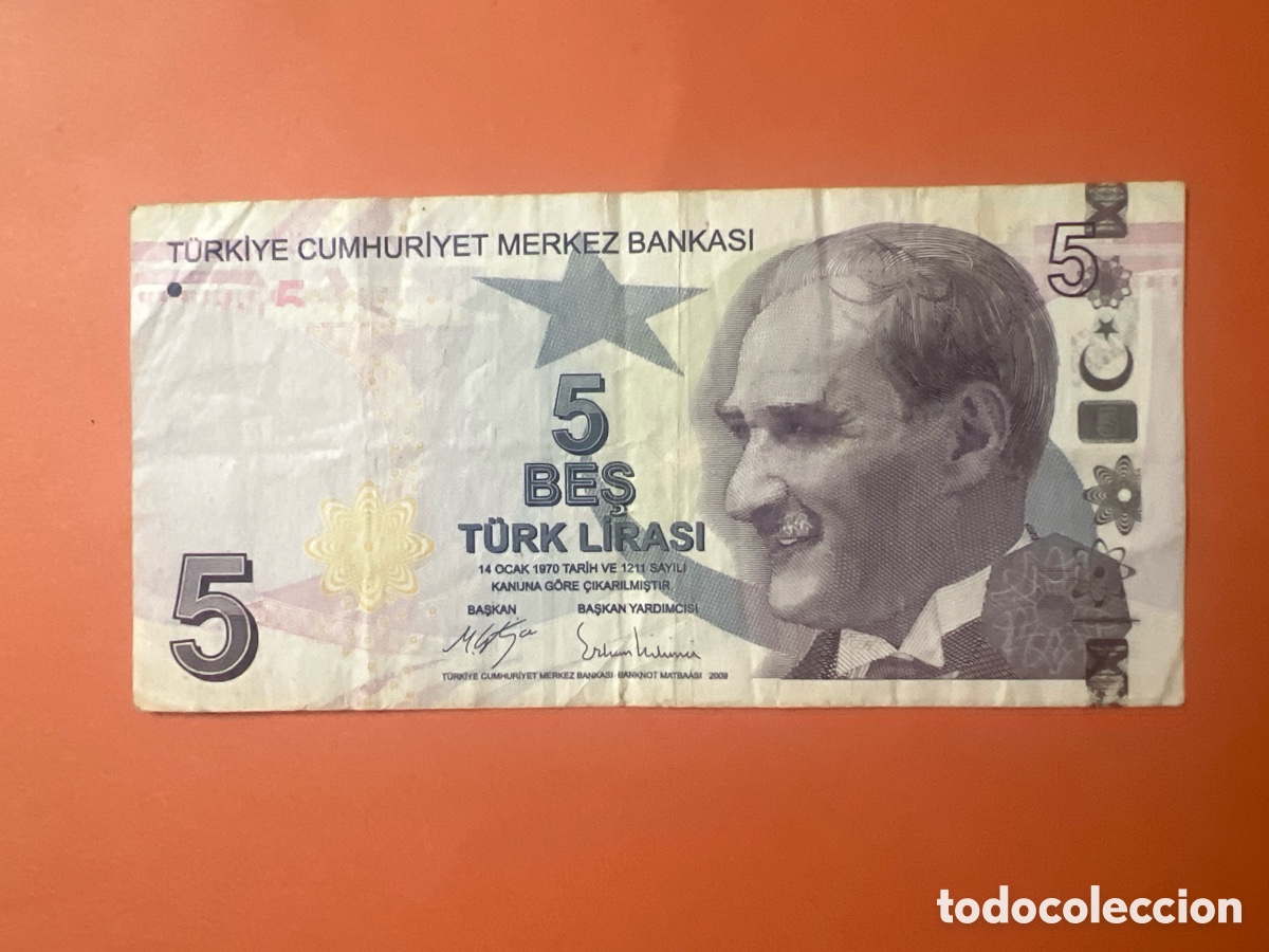 Billetes extranjeros: A36. BILETE DE TURQU&Iacute;A- 5 LIRAS - 5 BES TURK LIRASI