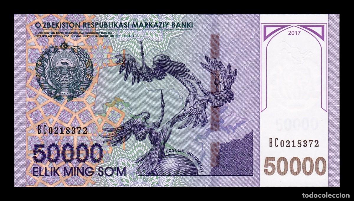 Billetes extranjeros: Uzbekist&aacute;n 50000 Sum 2017 Pick 85 Sc Unc