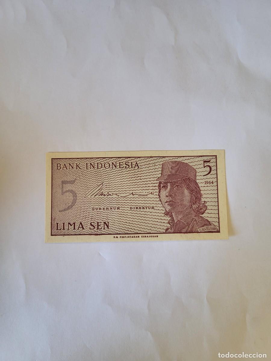 Billetes extranjeros: Billete 5 Sen Indonesia 1964