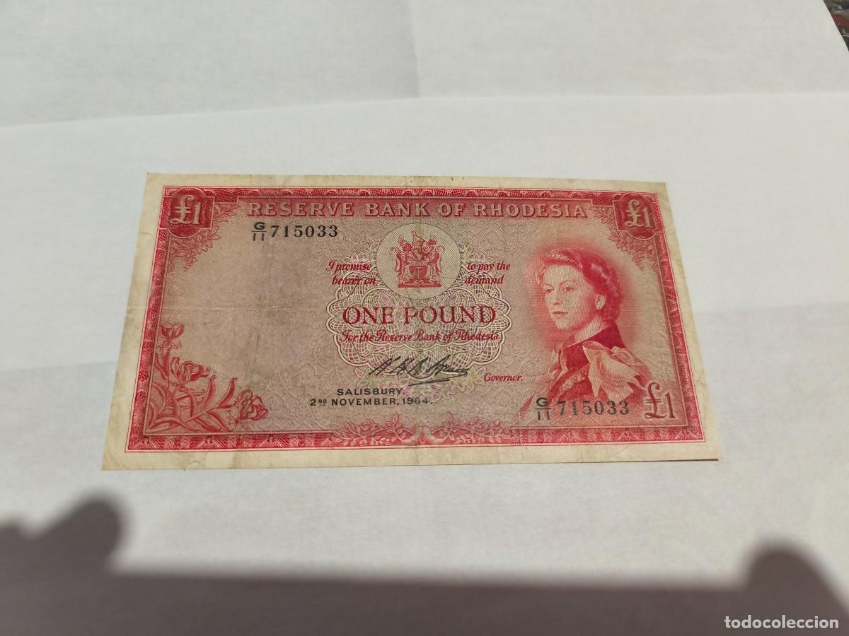 Billetes extranjeros: Rhodesia 1libra 1964 VF.