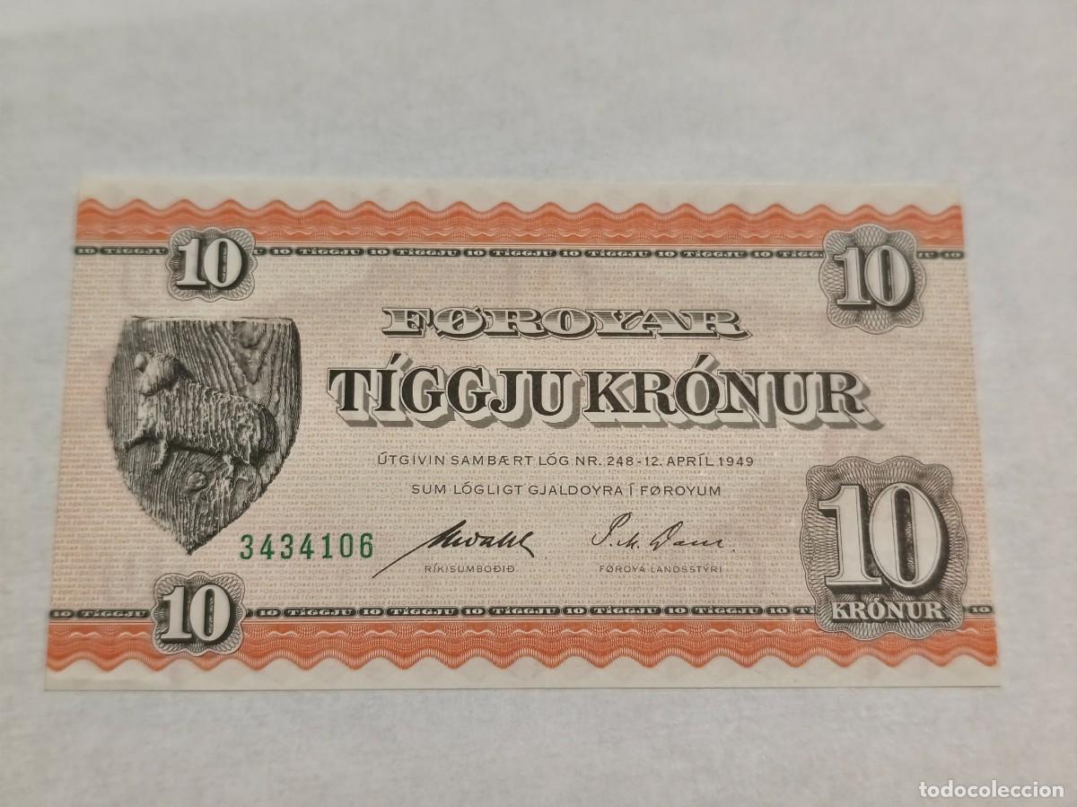 Billetes extranjeros: Islas Faroe 10Coronas 1949 UNC. - Foto 1