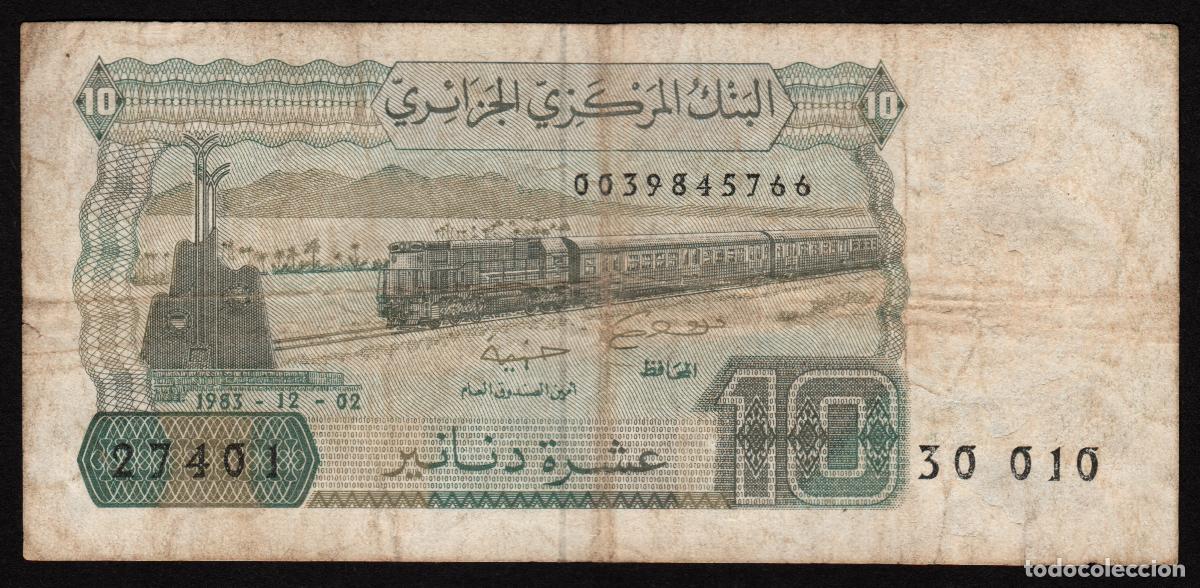 Billetes extranjeros: ARGELIA. 10 dinares 1983. Tren.
