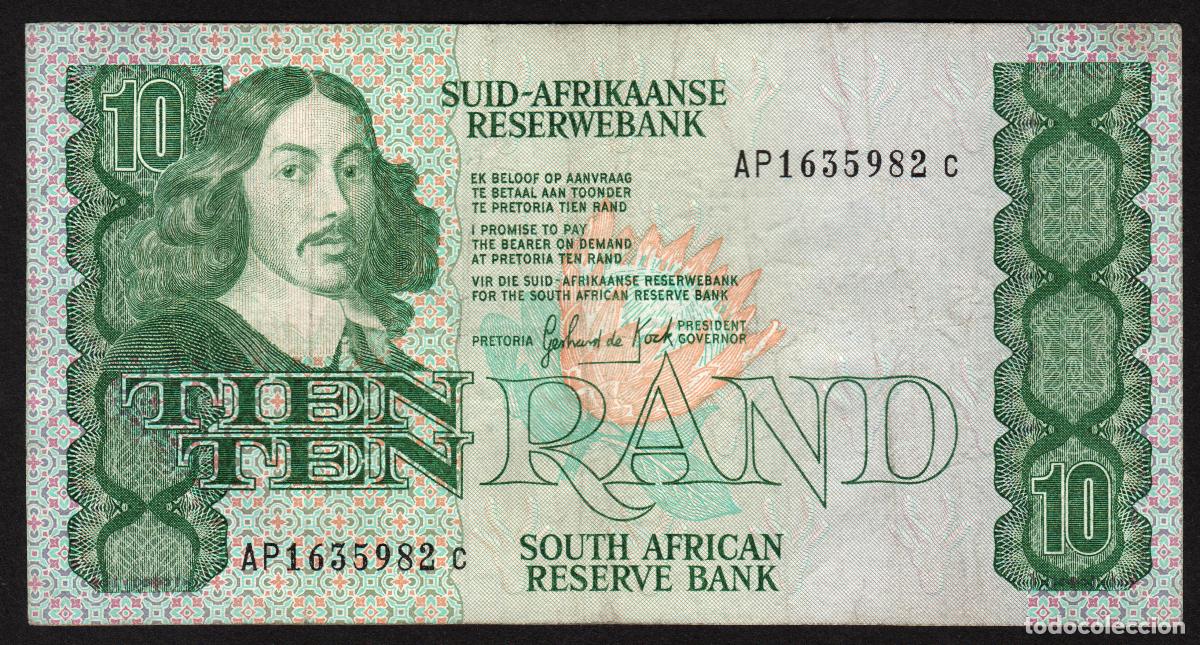 Billetes extranjeros: SUDAFRICA (Africa del Sur). 10 rand (1985-1990) Pick 120d. Firma 6 Letra de N&ordm; de serie alfanumerica