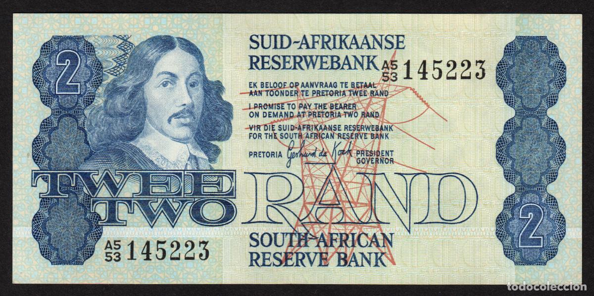 Billetes extranjeros: SUDAFRICA (Africa del Sur). 2 rand (1981-83). Pick 118c. Firma 5. Prefijo fraccional, con hilo.