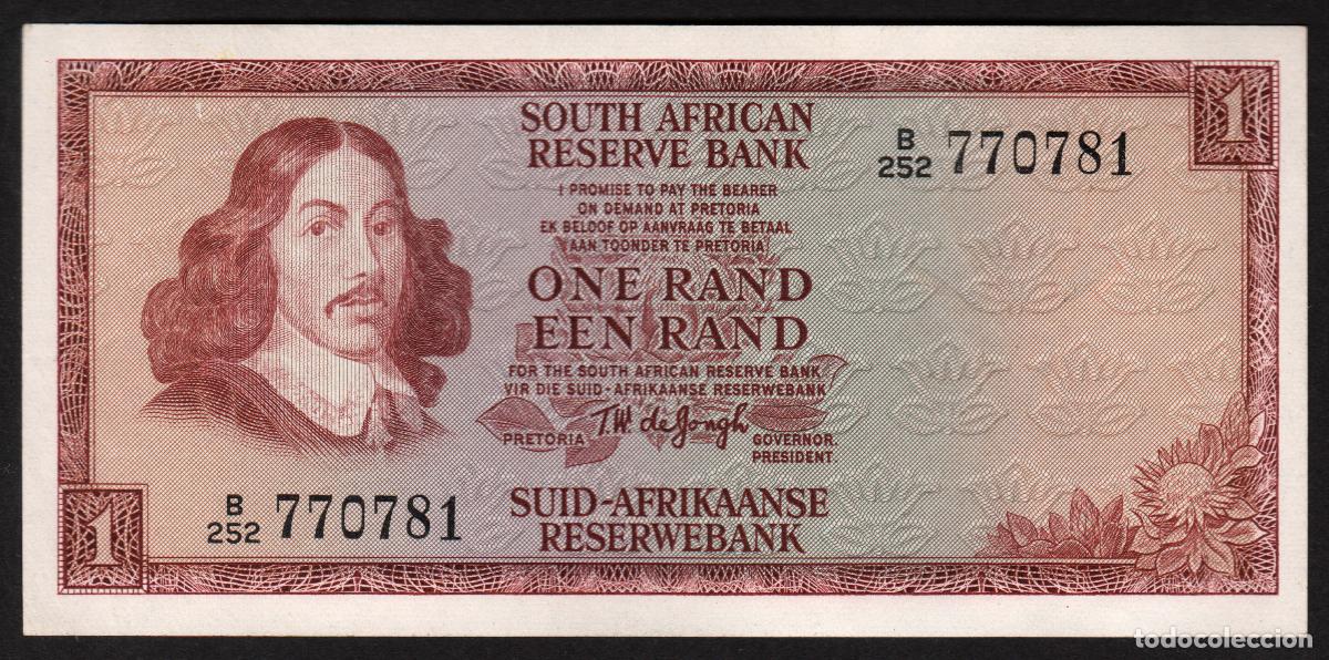Billetes extranjeros: SUDAFRICA (Africa del Sur). 1 rand (1973). Pick 115a. Primer renglon en ingles.