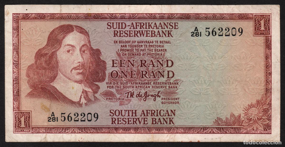 Billetes extranjeros: SUDAFRICA (Africa del Sur). 1 rand (1967). Pick 110b. 126 x 64 mm. Primer renglon en Afrikaans.
