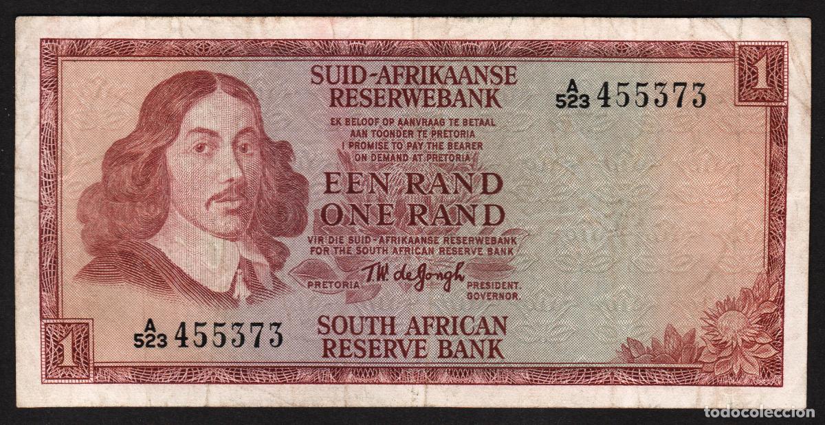 Billetes extranjeros: SUDAFRICA (Africa del Sur). 1 rand (1967). Pick 110b. 126 x 64 mm. Primer renglon en Afrikaans.