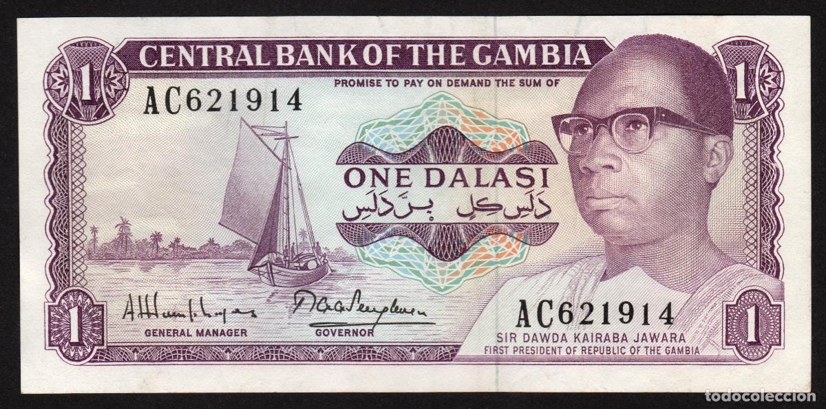 Billetes extranjeros: GAMBIA. Bonito 1 dalasis (1972-86). Firma 9. Pick 4 g? h?.