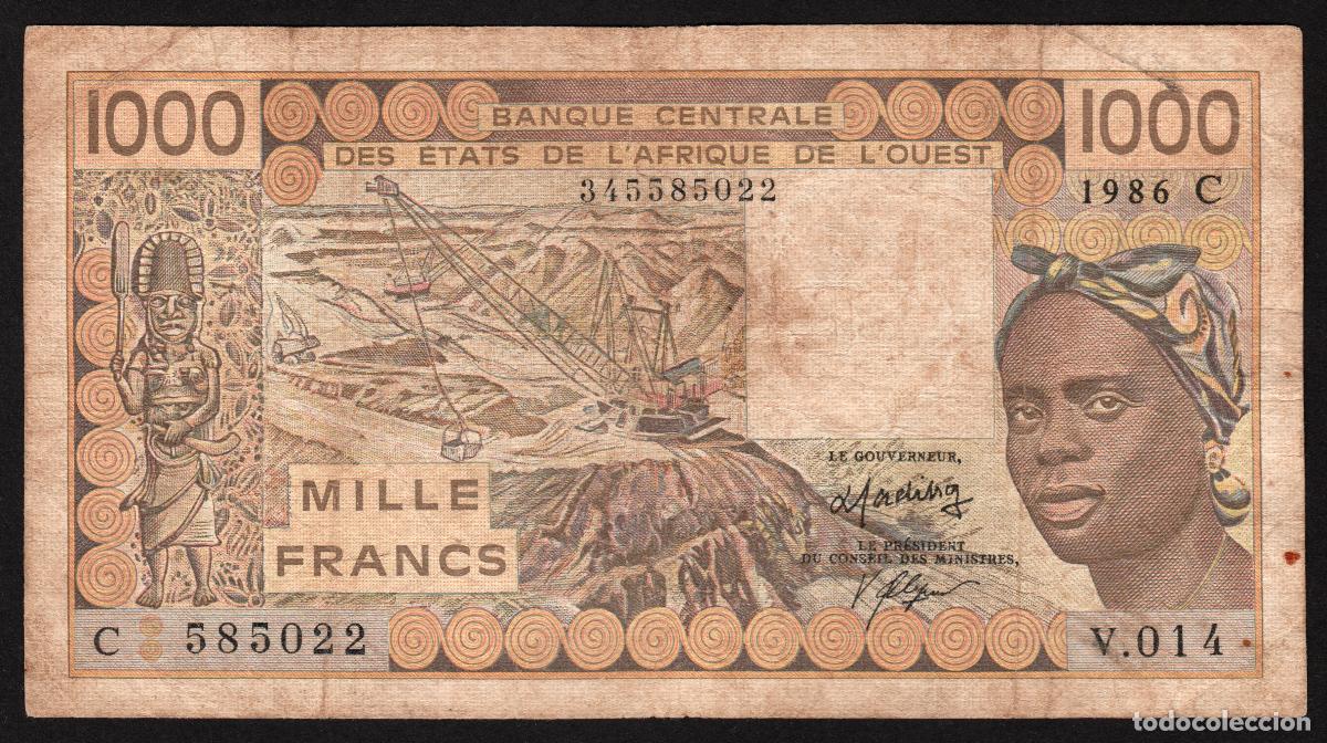 Billetes extranjeros: ESTADOS DE AFRICA OCCIDENTAL. BURKINA FASO (Letra C). 1000 FRANCOS 1986