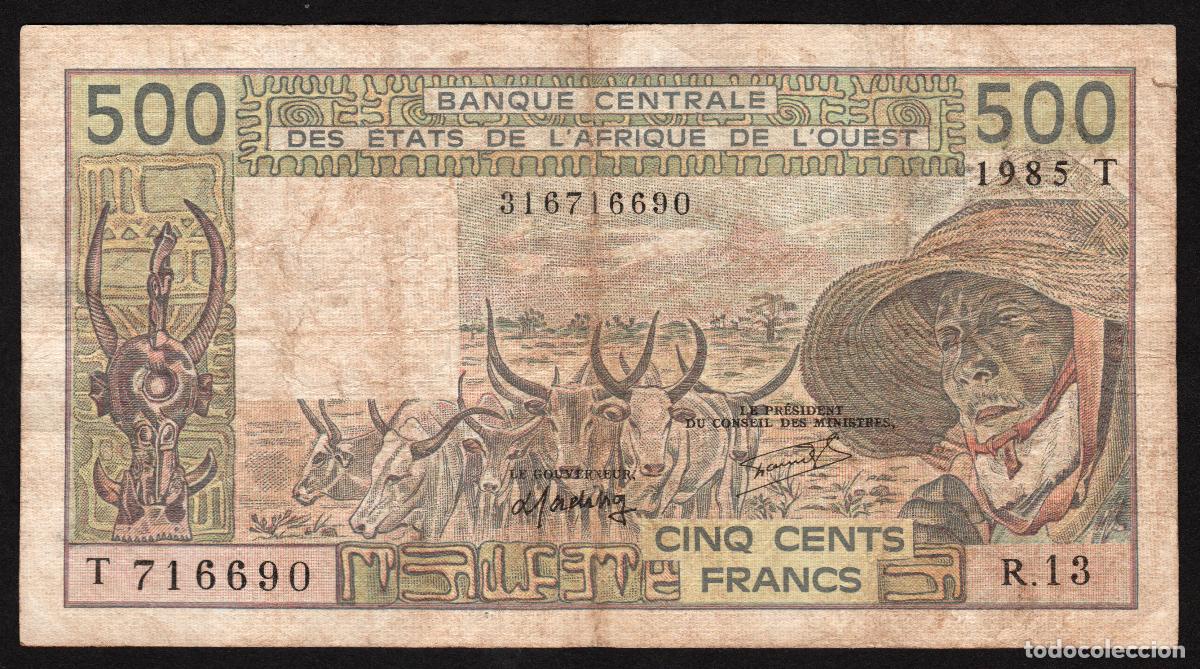 Billetes extranjeros: ESTADOS DE AFRICA OCCIDENTAL. TOGO (Letra T). 500 FRANCOS 1985.