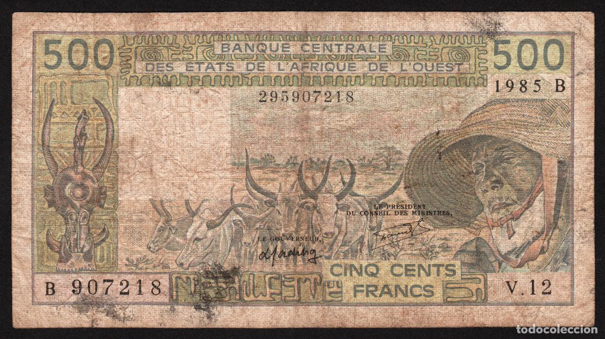 Billetes extranjeros: ESTADOS DE AFRICA OCCIDENTAL. BENIN (Letra B). 500 FRANCOS 1985.