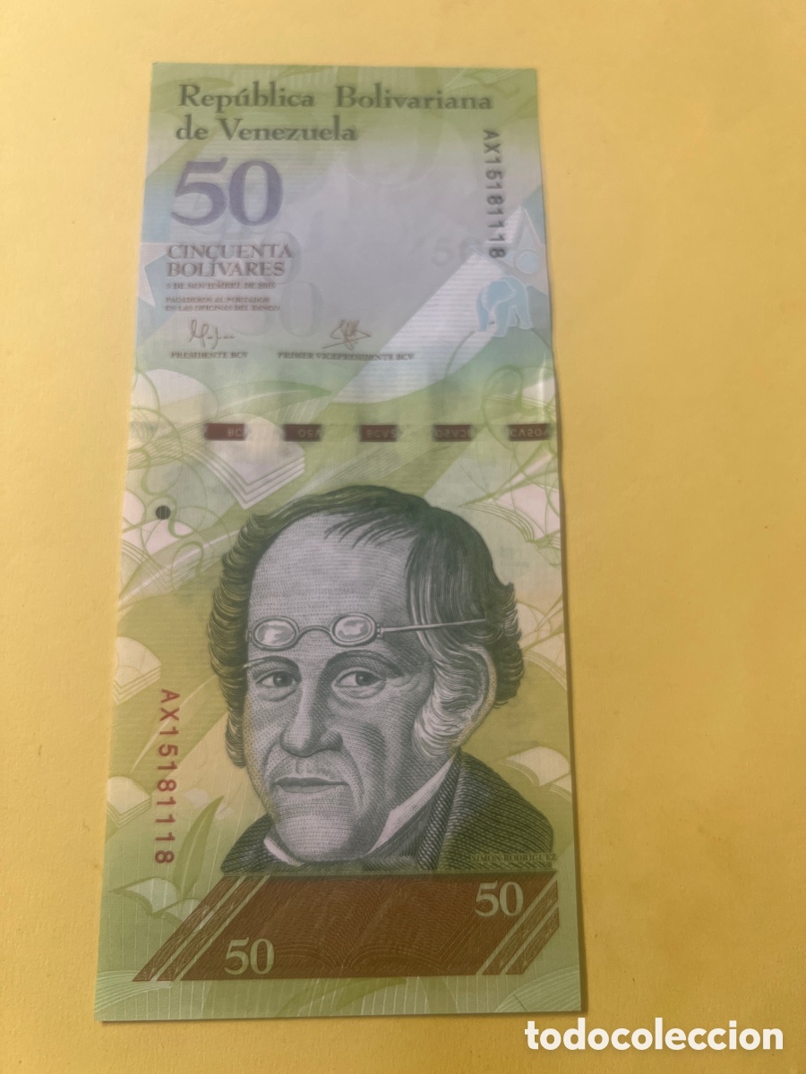 Billetes extranjeros: A50. Billete VENEZUELA 50 Bolivares 2015