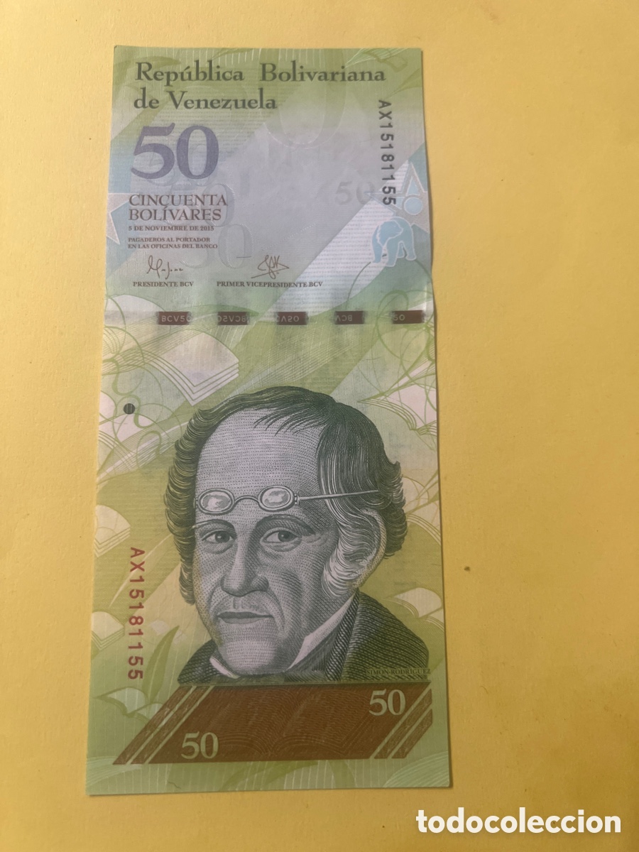 Billetes extranjeros: A60. Billete VENEZUELA 50 Bolivares 2015