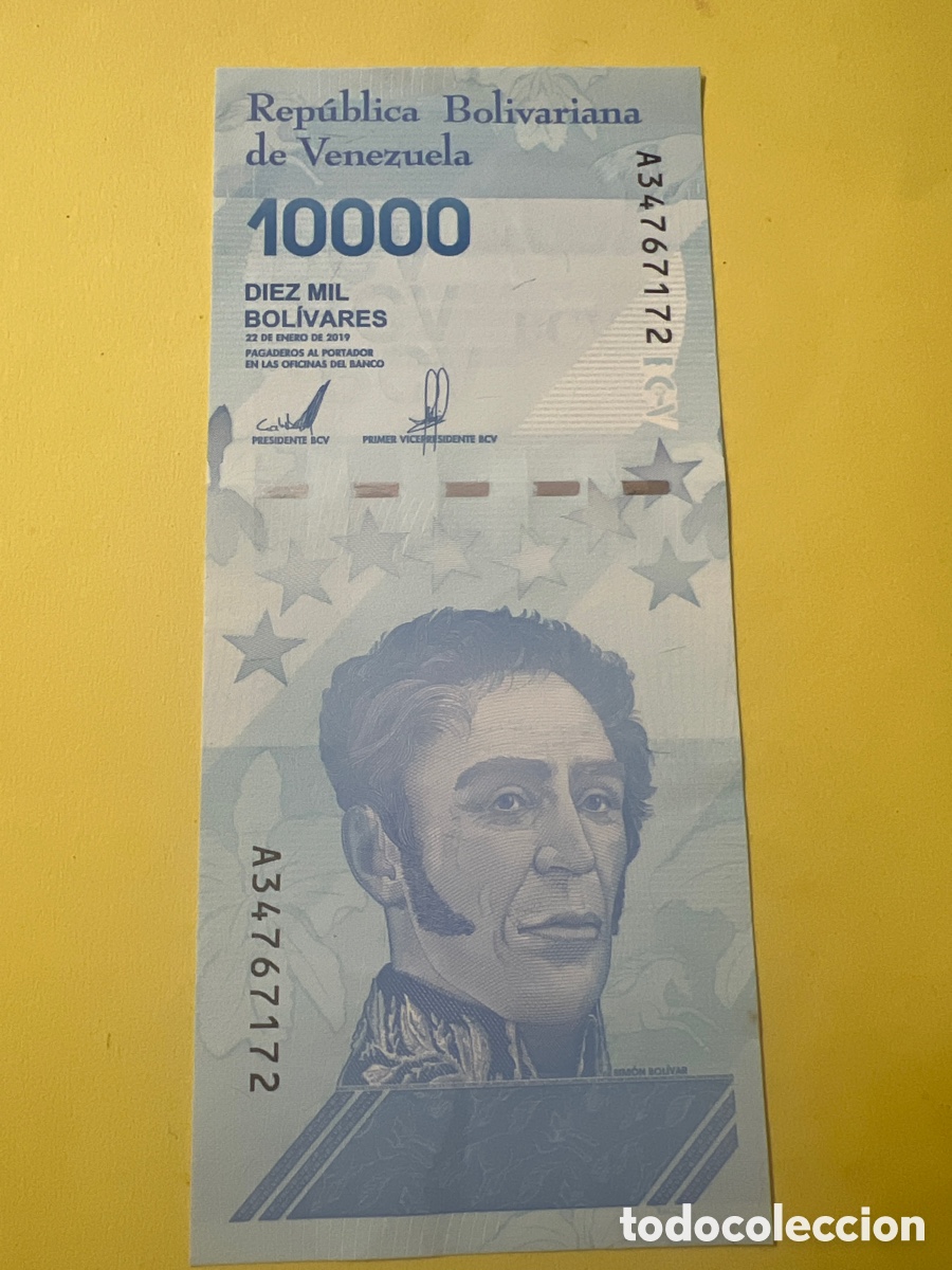 Billetes extranjeros: A80. BILLETE - VENEZUELA 10000 BOL&Iacute;VARES 2019