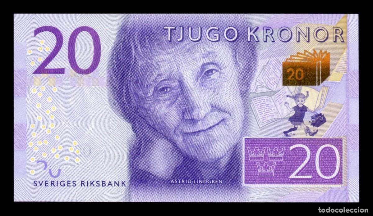 Billetes extranjeros: Suecia 20 Coronas Astrid Lindgren 2015 Pick 69a Sc Unc