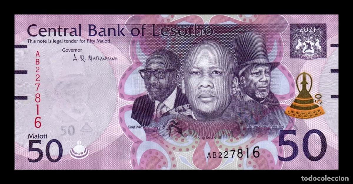 Billetes extranjeros: Lesoto 50 Maloti 2021 Pick 28a Sc Unc