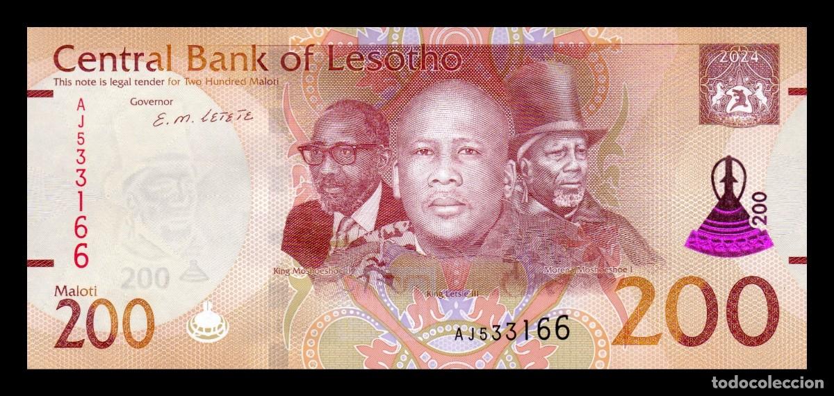 Billetes extranjeros: Lesoto 200 Maloti 2024 Pick 30b Nuevo Sc Unc