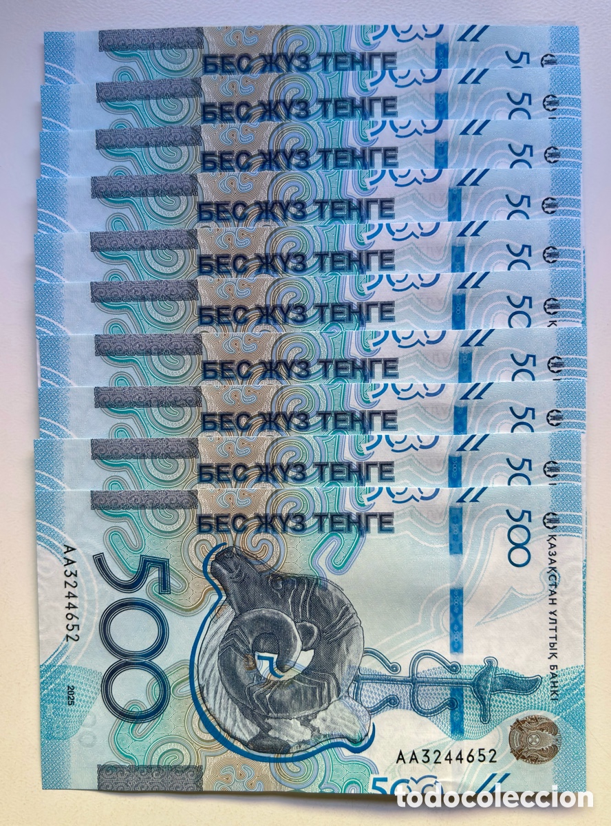 Billetes extranjeros: Lote x 10 Billetes KAZAJISTAN 500 Tenge 2025 (2026) SC. Kazajstan.