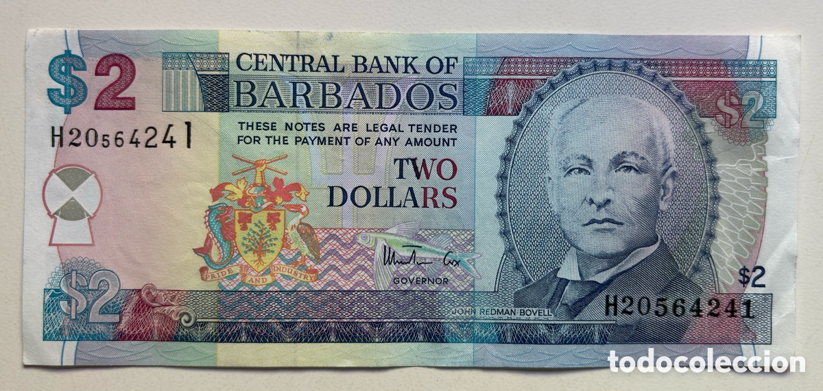 Billetes extranjeros: Billete BARBADOS 2 D&oacute;lares (1998) EBC