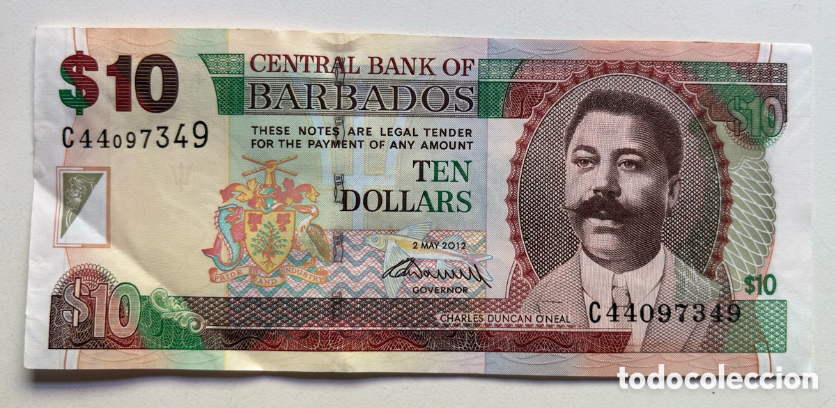 Billetes extranjeros: Billete BARBADOS 10 D&oacute;lares 2012 EBC\EBC+