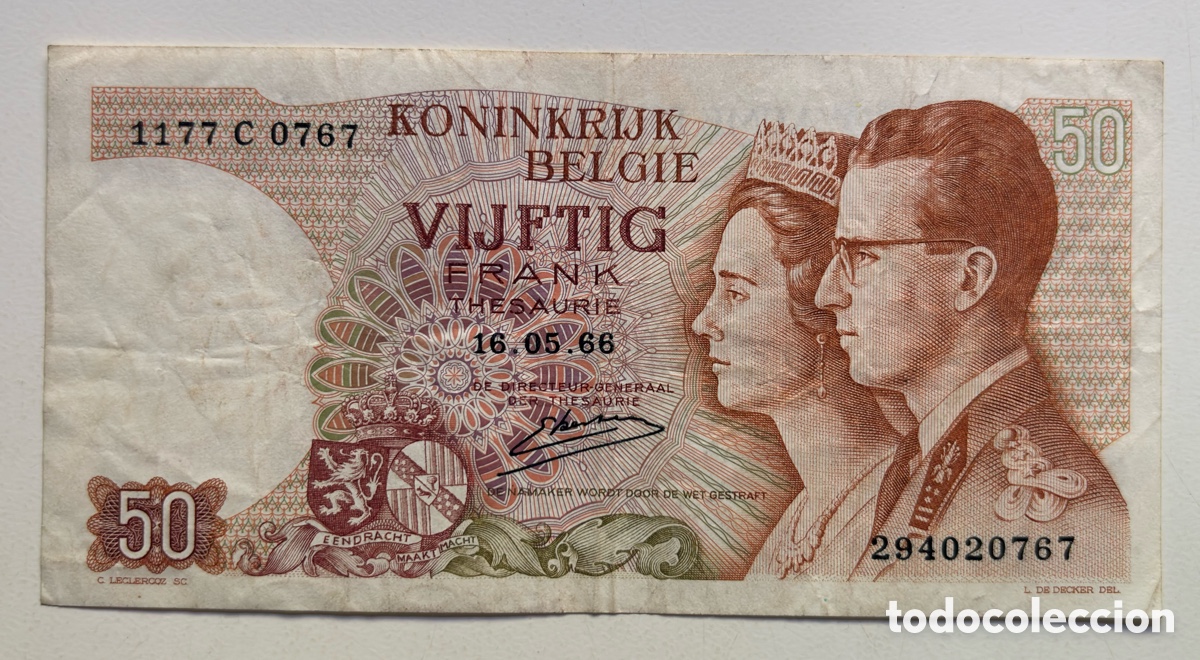 Billetes extranjeros: Billete B&Eacute;LGICA 50 Francos 1966