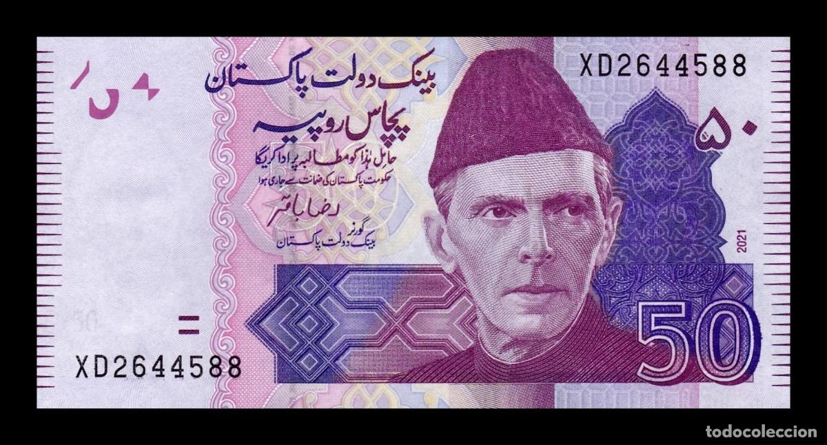 Billetes extranjeros: Pakist&aacute;n 50 Rupias Mohammed Ali Jinnah 2021 Pick 47p Sc Unc