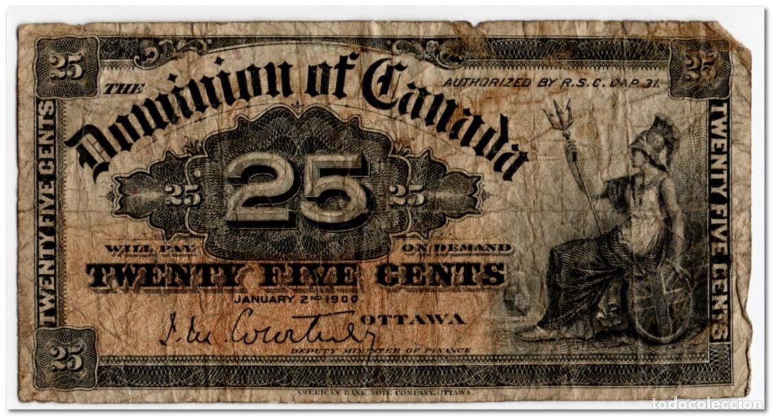Billetes extranjeros: CANADA,25 CENTS,1900,P.9a,CIRULATED