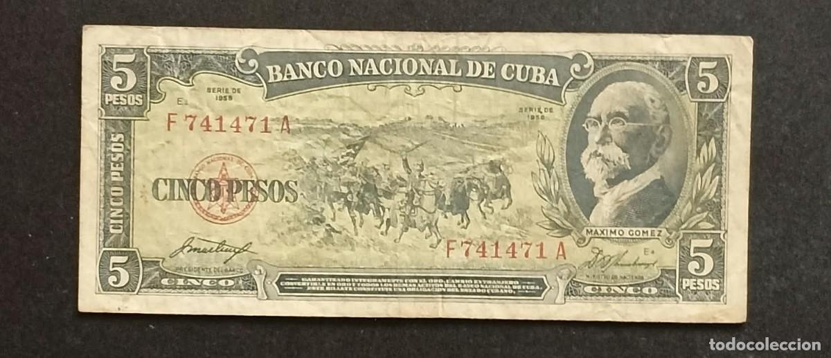 Billetes extranjeros: Cuba. Billetes de 5 Pesos 1958