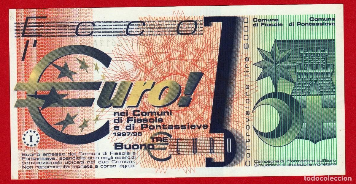 Billetes extranjeros: ITALIA, vale de 3 Euro, Municipio Fiesole y Pontassieve, 1997/98, SC