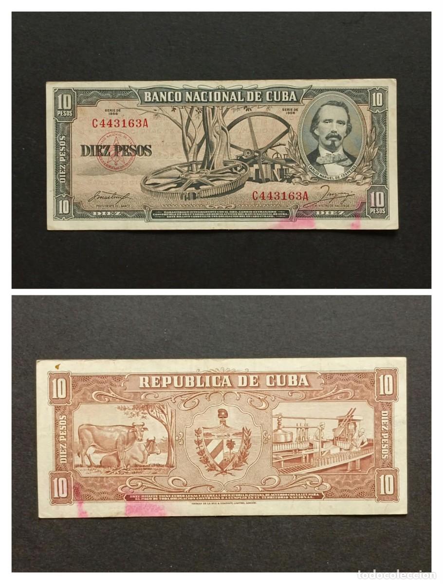Billetes extranjeros: Cuba, Billete de 10 pesos 1956.
