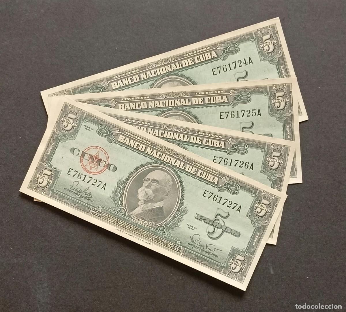 Billetes extranjeros: Cuba. Billete de 5 Pesos 1960. (Felipe Pazos)