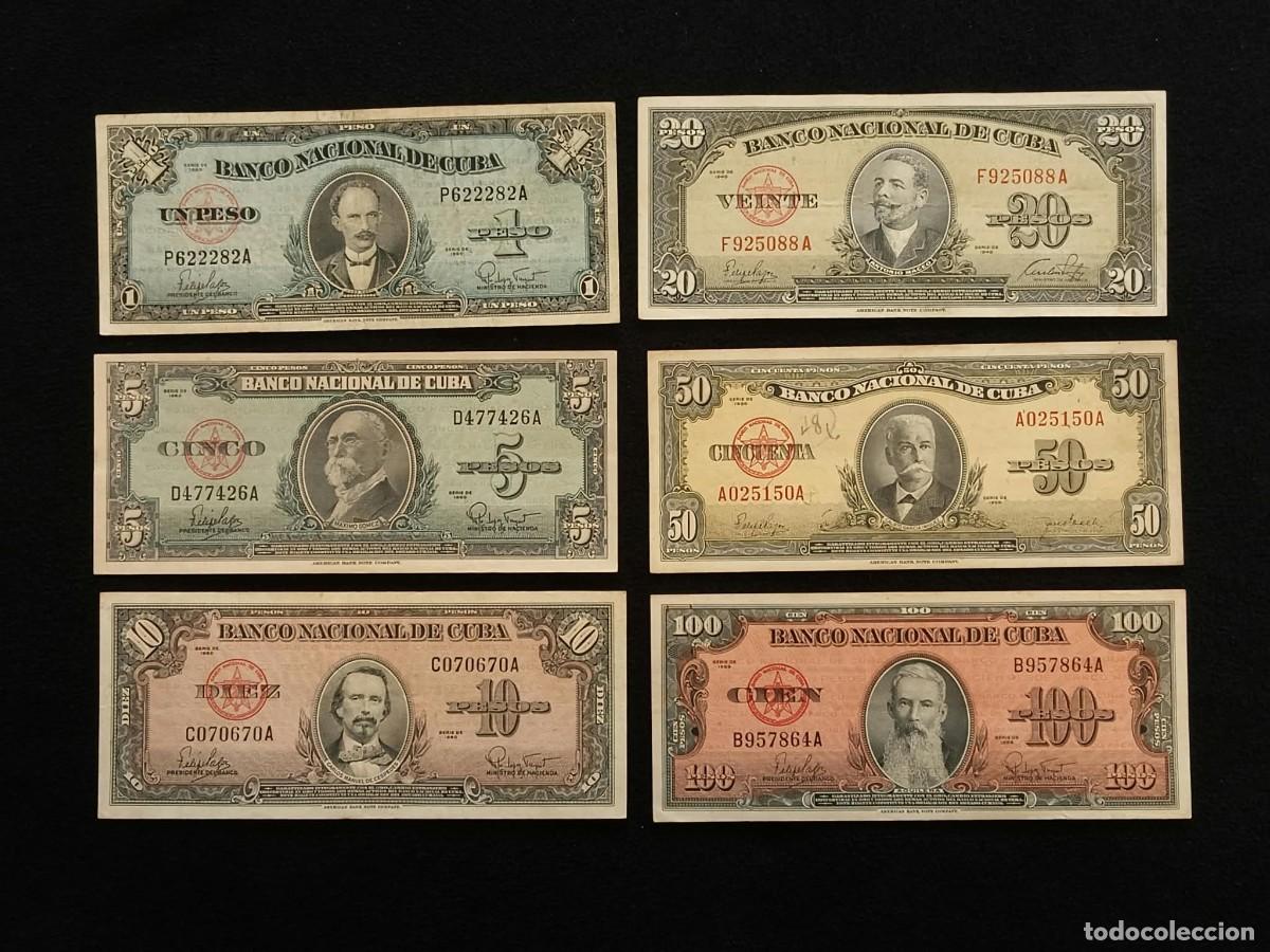 Billetes extranjeros: Cuba, Cono monetario Billetes 1960 (Firma Felipe Pazos)