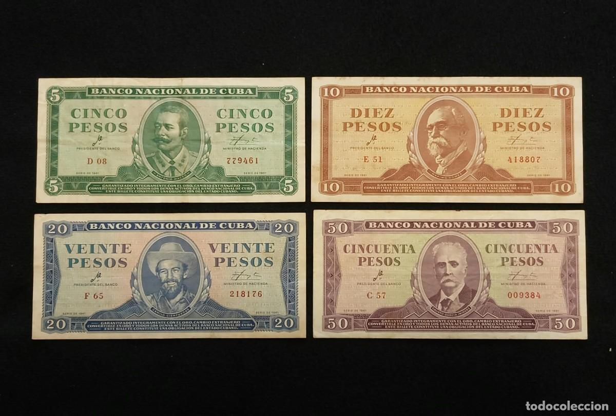 Billetes extranjeros: Cuba. Billetes de 1961. (5, 10, 20, 50)