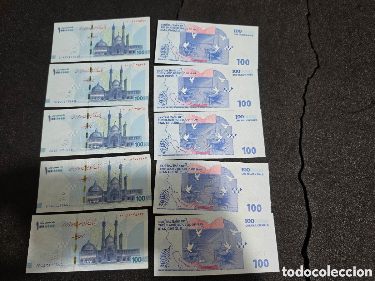 Billetes extranjeros: 1miljon P170A Iran UNC 5pcs
