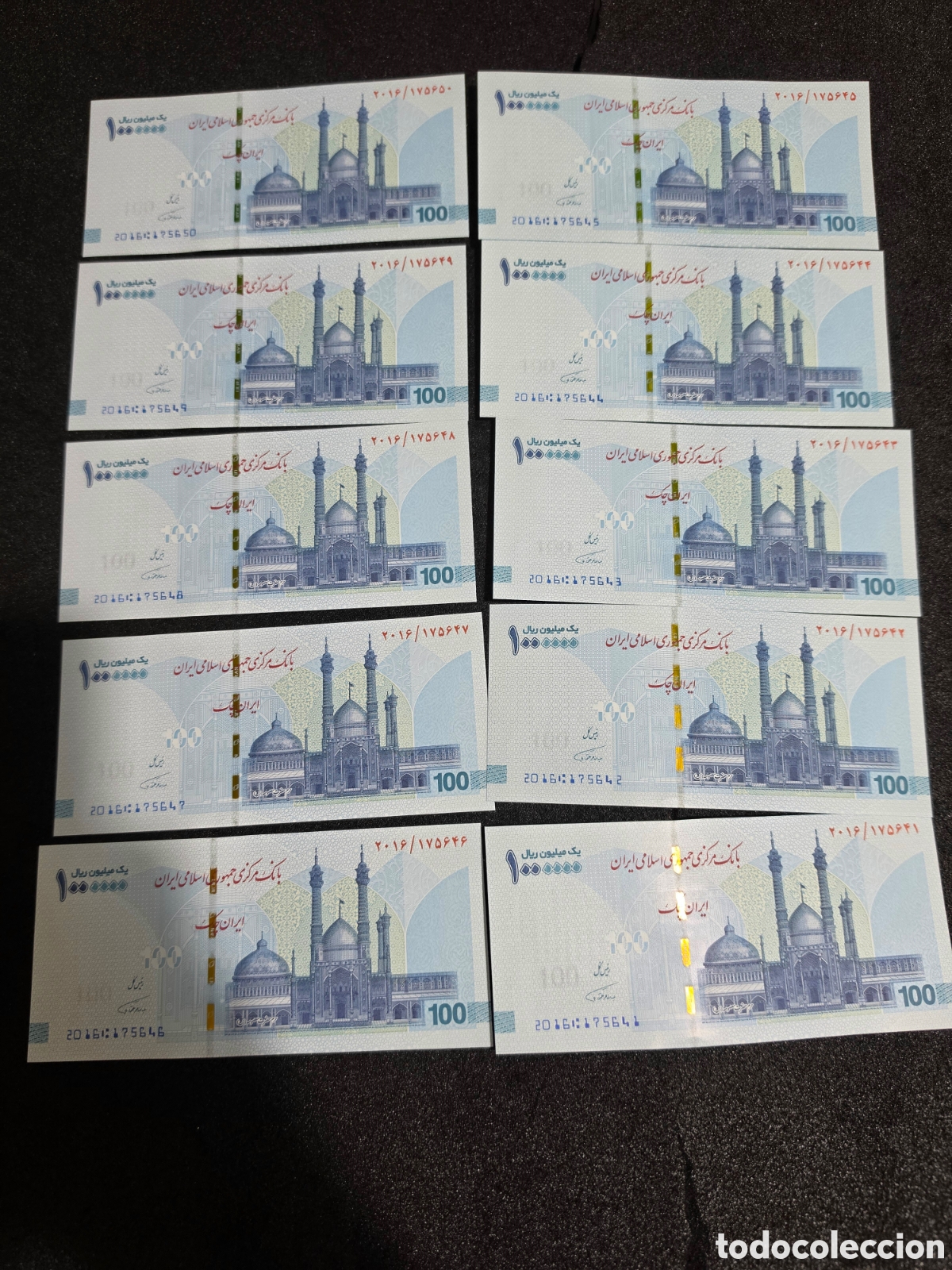 Billetes extranjeros: 1miljon rial P170A Iran UNC 10pcs - Foto 2