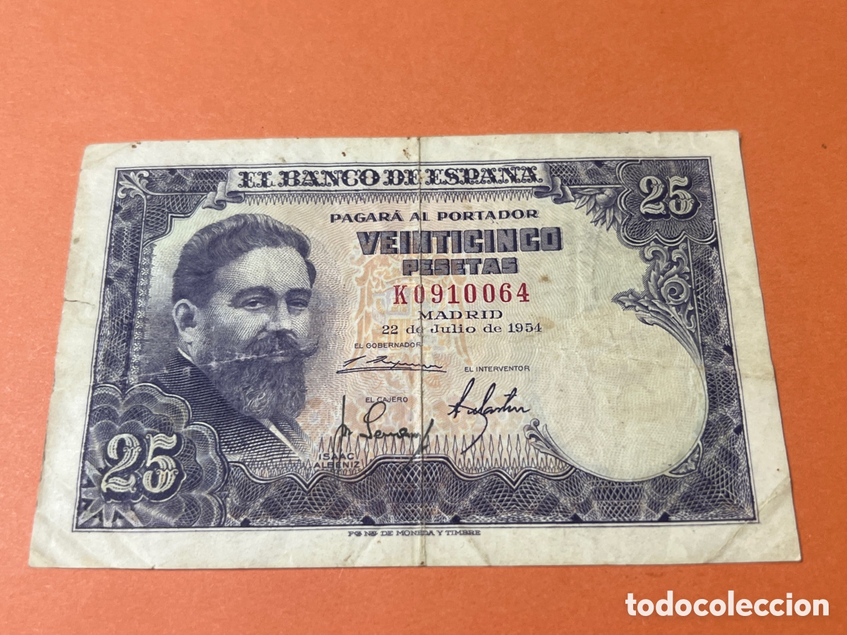 Billetes extranjeros: A105. BILLETE DE 25 PESETAS ISAAC ALBENIZ DE 22 DE JULIO DE 1954
