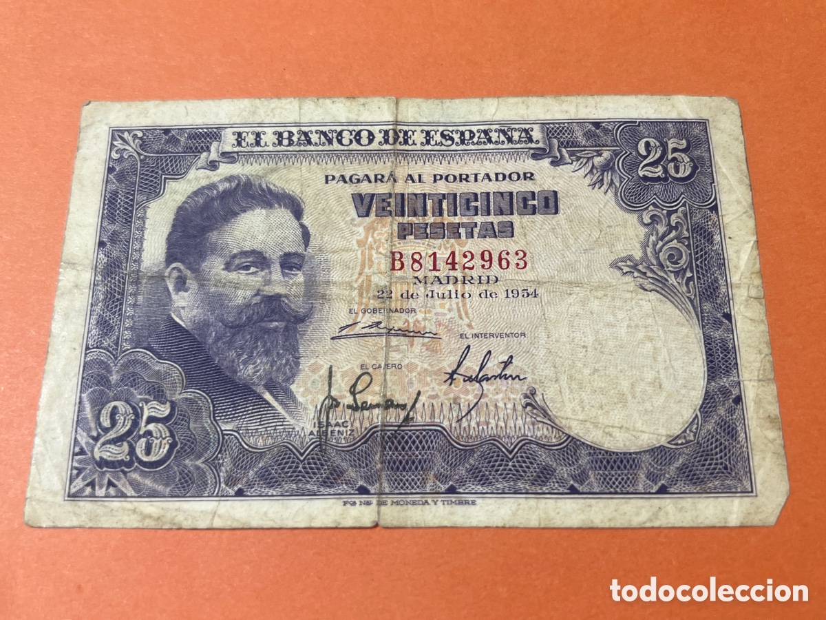 Billetes extranjeros: A106. BILLETE DE 25 PESETAS ISAAC ALBENIZ DE 22 DE JULIO DE 1954