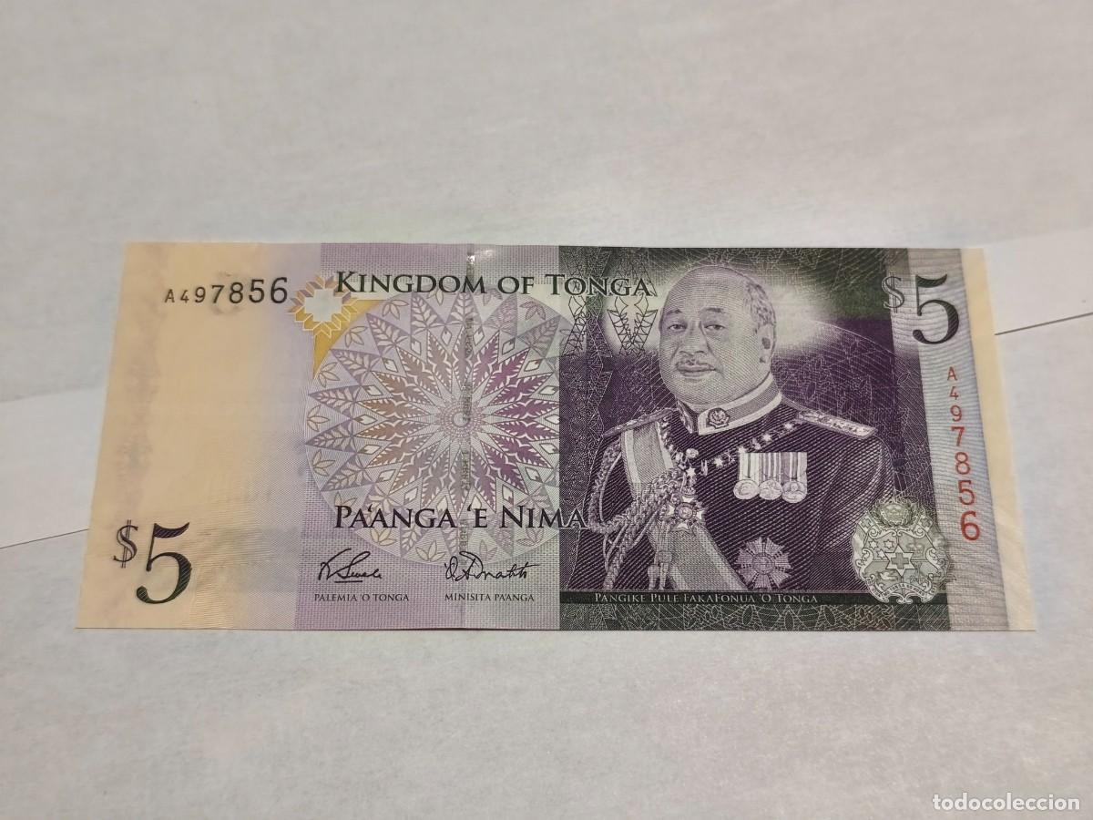 Billetes extranjeros: Tonga 5Paanga 2008 UNC.