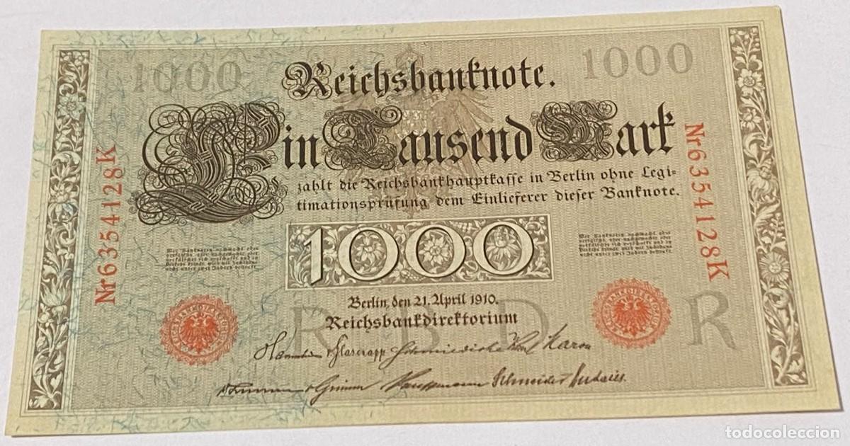 Billetes extranjeros: Billete 1910. 1000 Marcos. Berl&iacute;n, Alemania. II Reich. K&aacute;iser Guillermo. EBC - SC Excelente -Sin Cir