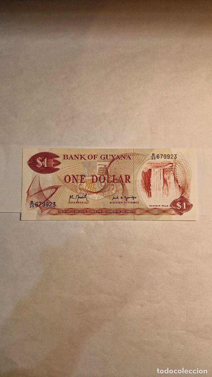 Billetes extranjeros: Billete 1 D&oacute;lar Guyana 1991-1992