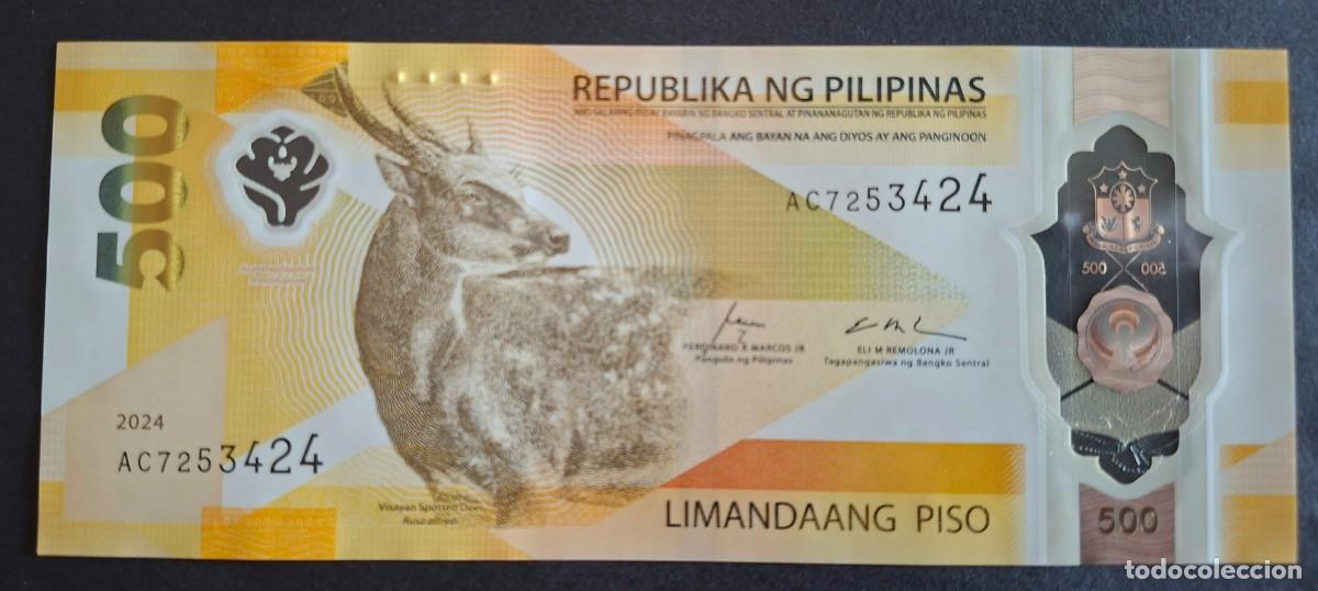 Billetes extranjeros: FILIPINAS 500 PISO 2024 POL&Iacute;MERO P-240a SC
