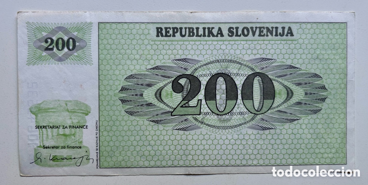 Billetes extranjeros: Billete ESLOVENIA 200 Tolarjev (1990) MBC