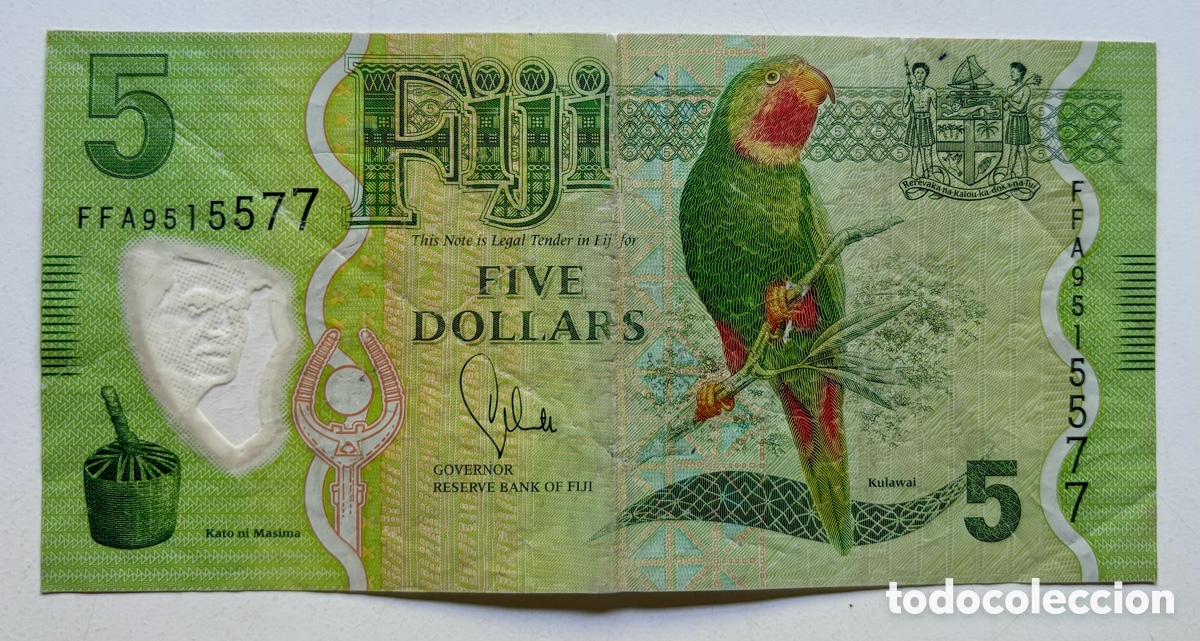 Billetes extranjeros: Billete FIJI 5 D&oacute;lares (2013) POLIMERO. Fiyi