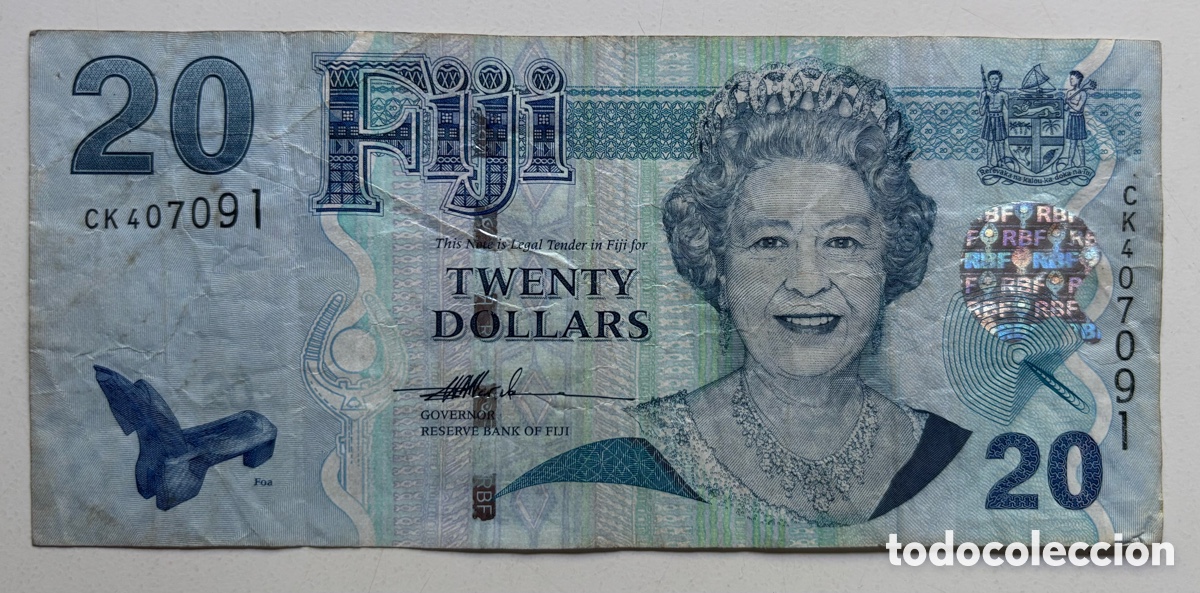 Billetes extranjeros: Billete FIJI 20 D&oacute;lares (2007) Fiyi