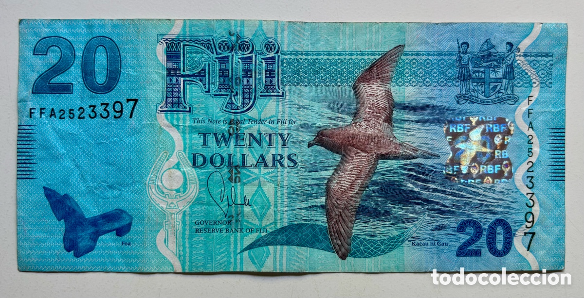 Billetes extranjeros: Billete FIJI 20 D&oacute;lares (2012) Fiyi